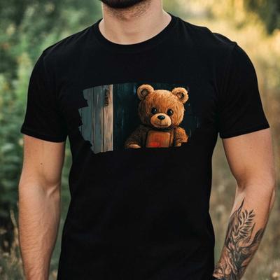 Unisexs Creepy Teddy Bear Print Cotton TShirt Size Xs To 5xl