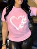 Womens Casual Sleeve Crew Neck T-Shirt Vibrant Orange Butterfly Heart Print Lightweight Breathable Fabric Aesthetic Clothes