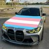 Transgender Pride Flag Car Hood Cover 4X5 Ft Polyester Car Bonnet Banner,Elastic Fabrics Can be Washed Suitable for SUV and Pickup Trucks