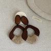 Bohemian Retro Straw Woven Wooden Stud Earrings Collection: Vacation Style Fashion Trend Jewelry