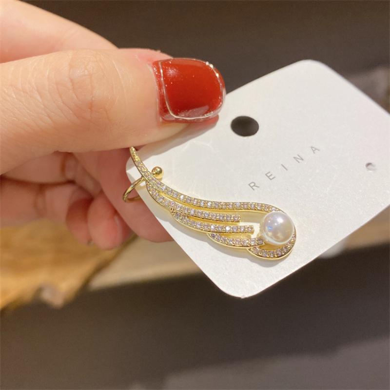 Eenvoudige Legering Lange Vleugel Stud Temperament Veer Oorbellen Zilveren Vleugels Vorm Elf Oor Manchet Oorbellen Sieraden Accessoires Cadeaus