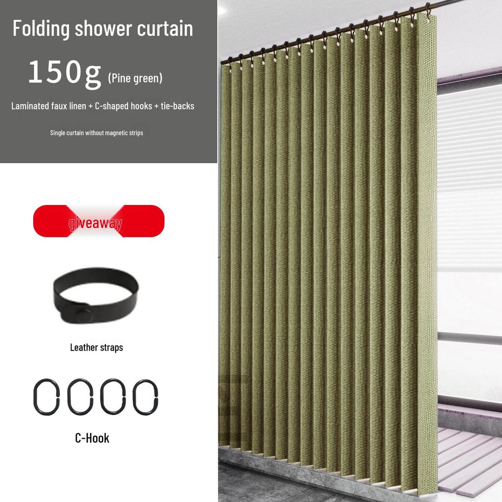 Vattentätt Vikbart Duschdraperi för Toaletter och Badrum, Stansfri Imitation Linne Avdelare.