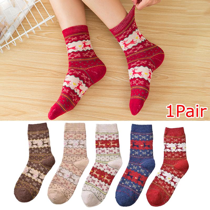 1 Pair Christmas Themed Socks Cute Cartoon Warm Colorful Lightweight Feel Elk Skin-Friendly Multi-element Comfortable