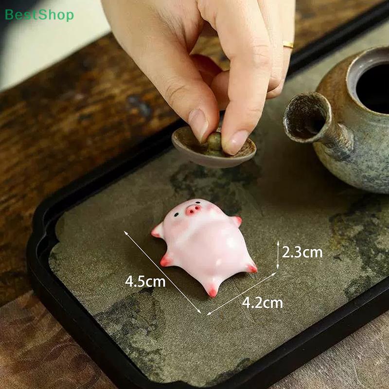Cartoon Ceramic Pet Piggy Spit Bubbles Tea Pet Ornaments Funny Gift Home Decor Tea Accessor