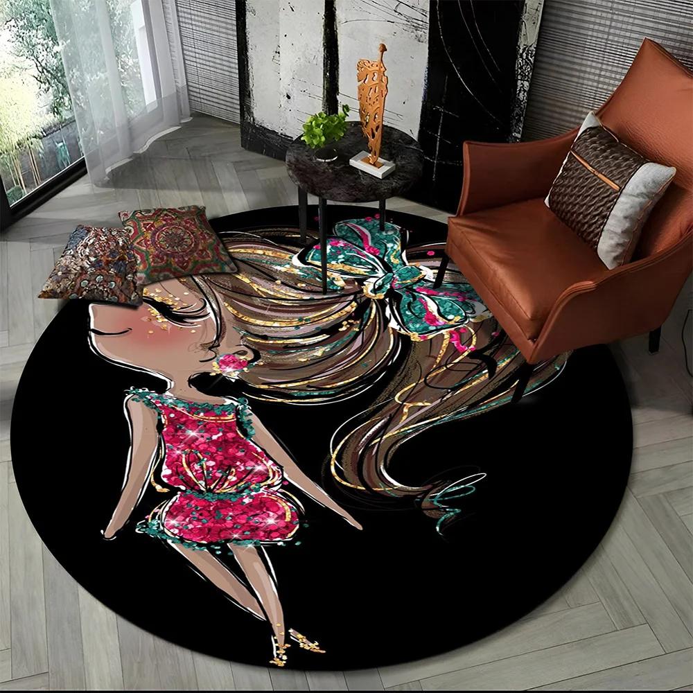 

3D Милая Балерина Сказочная Мультяшная Круглая Ковровая Дорожка, Круглый Ковер для Гостиной Спальни Декора Дивана, Нескользящий Коврик для Пола для Детей 60cm