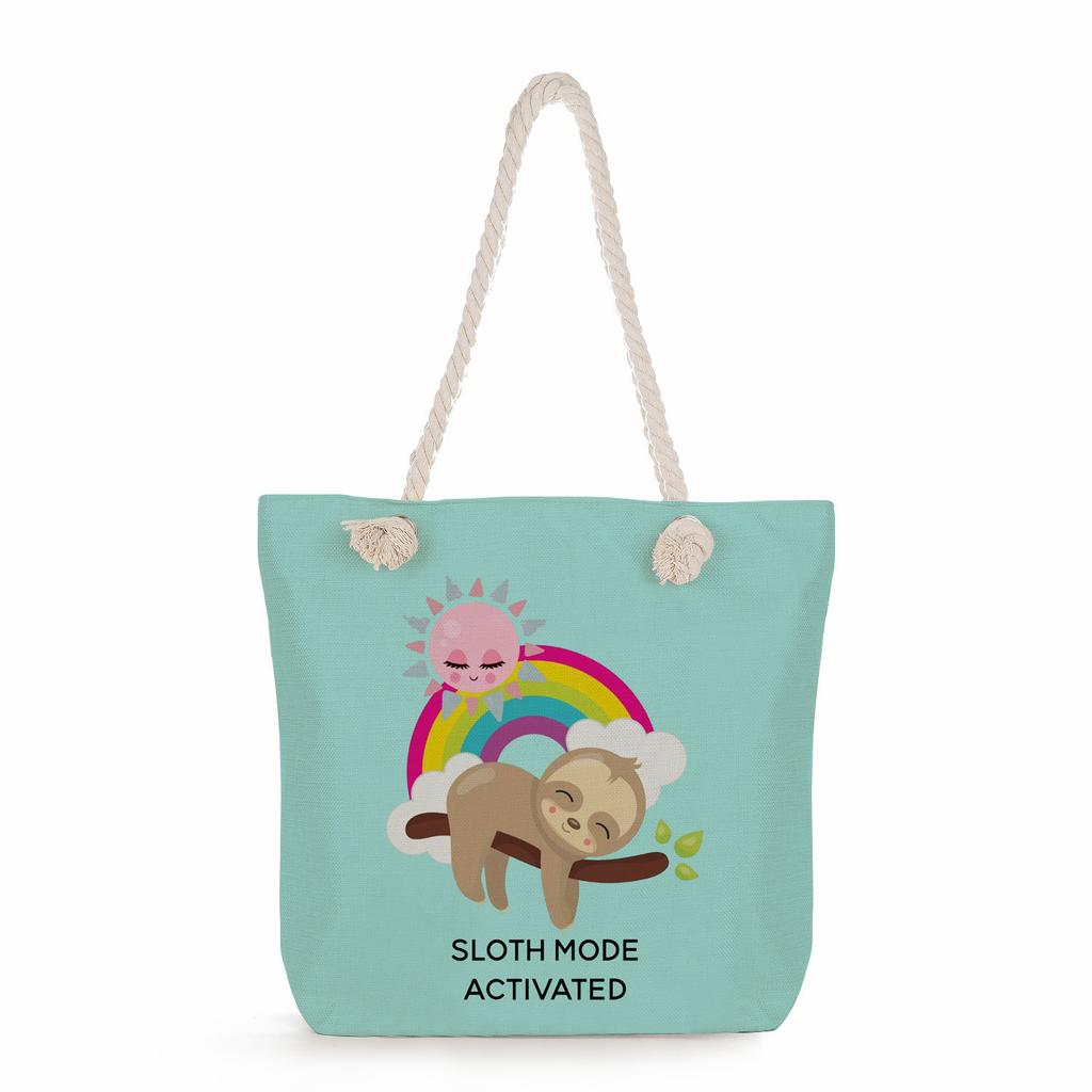 Multifunctional sloth Printed Thick Rope Shoulder Beach Bag Casual large capacity handbag 0121