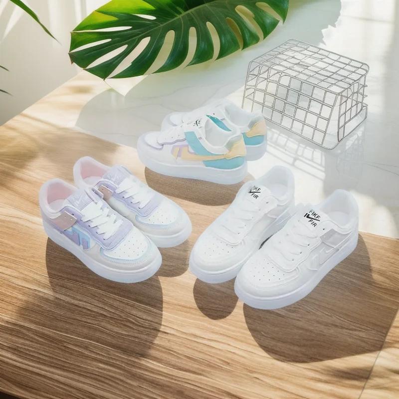 Fashionable Lace-up Flat Casual Shoes Comfortable Thick-soled Running Sneakers Round-toe Breathable/Wear-resistant Running Shoes