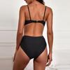Women's Two Piece High Waist Bikini Set Padded Wireless Swimsuit Solid Color Adjustable Straps Swimwear Beachwear