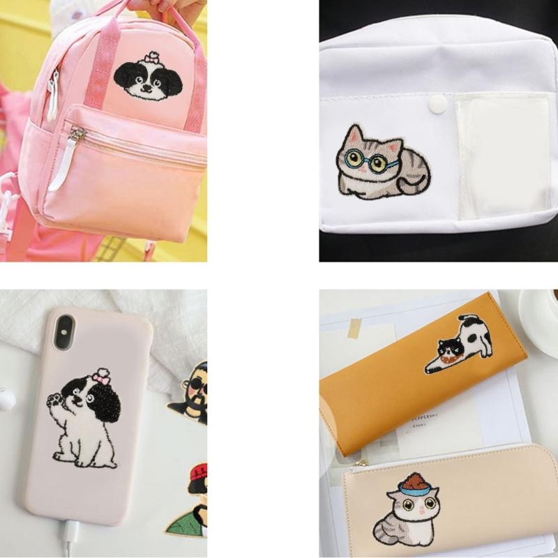 9 Pcs Cartoon Animal Embroidered Patches Cats Iron On Patches Repair Patches Dogs Sewing Patches for Clothes Bag