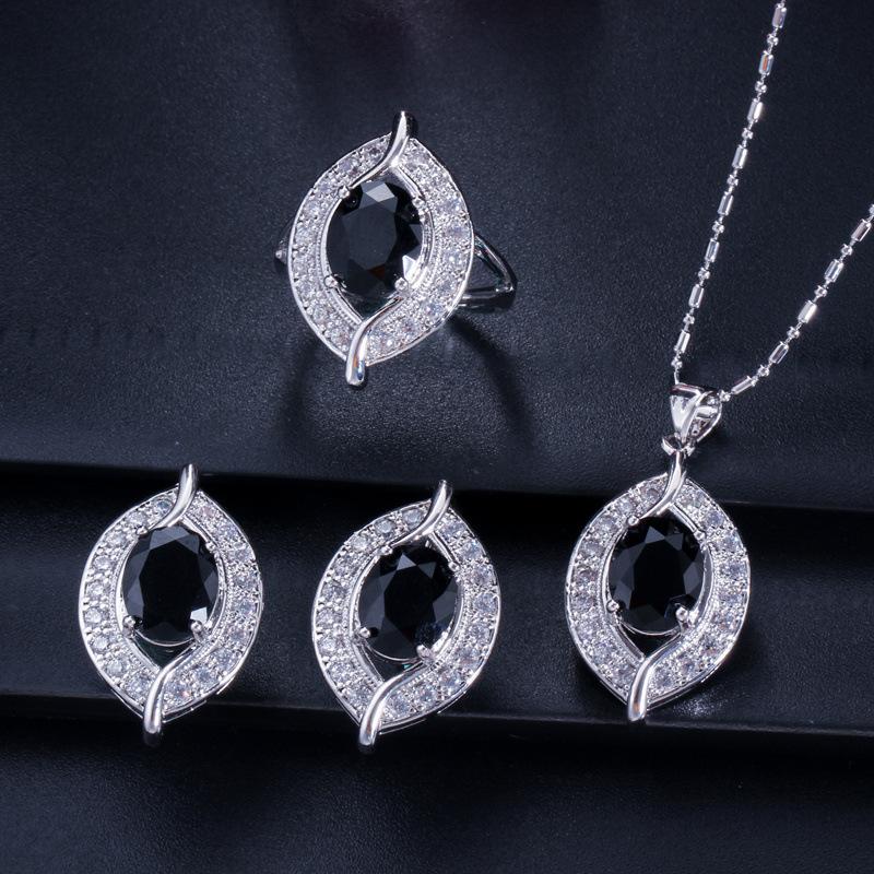 Jewelry Set, Bridal Jewelry Earrings Necklace Ring Three-Piece Chain Set