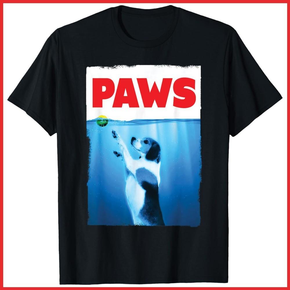 Paws Jaws Dog And Tennis Ball Dog Lovers Black Cotton T-Shirt Unisex T-Shirt S