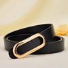 Women's Genuine Leather Black Belt - Casual, Simple, Versatile Accessory for Waist and Jeans, Thin Design for Suit Pants