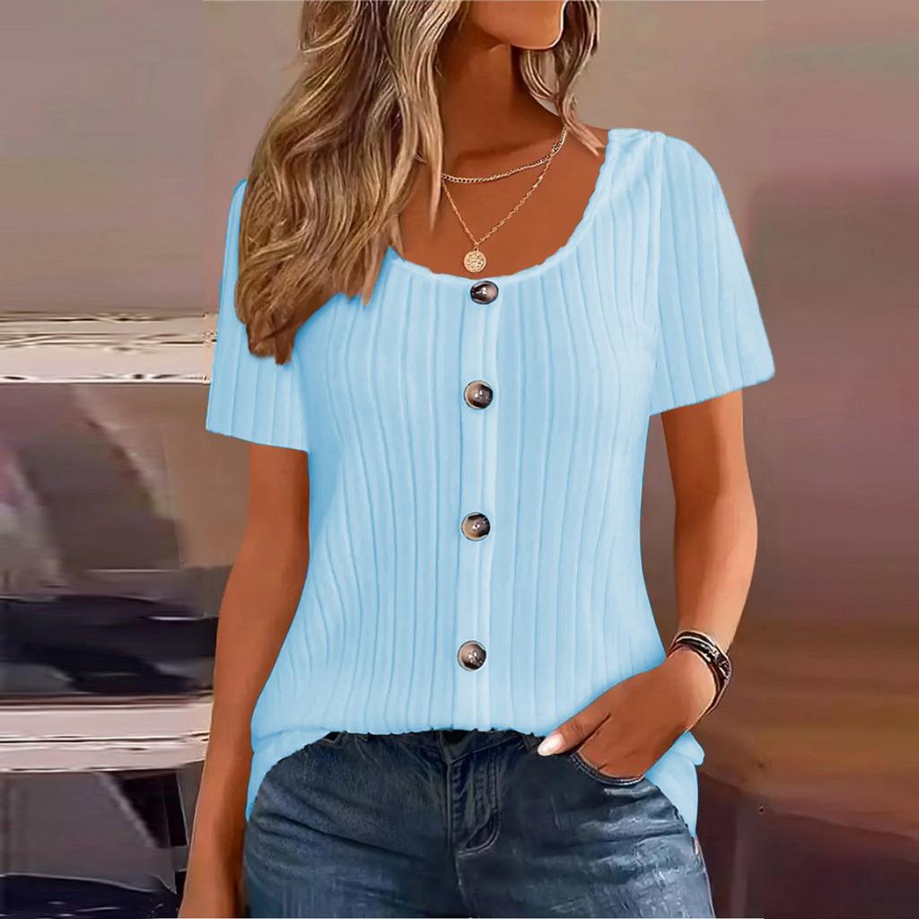 Damen Oberteile Kurzarmhemden Sommeroutfits Frühlingskleidung Lässig