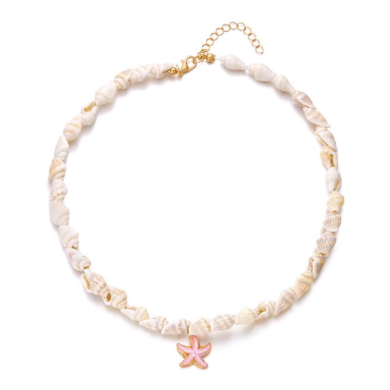 New Bohemian summer conch shell starfish necklace seaside beach vacation wind