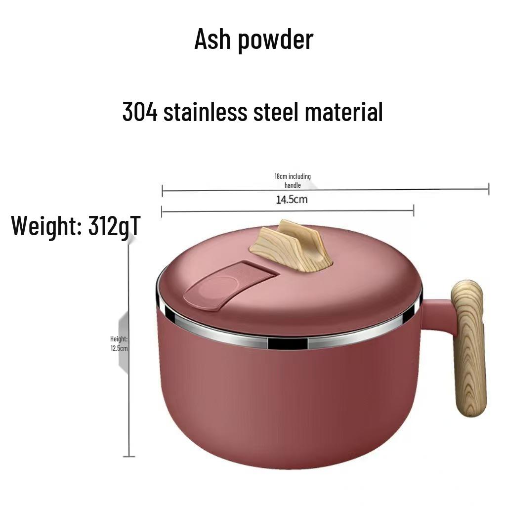 304 Stainless Steel Large Capacity Instant Noodle Bowl with Lid and Heat Preservation for Dormitory or Lunch.