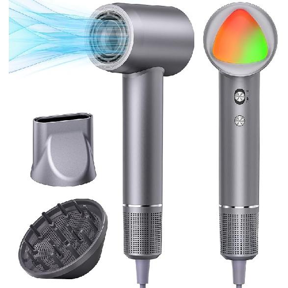 Hair Dryer, 160000 RPM Portable Professional Ionic Hair Dryer with 500 Million Negative Ions, Fast-Drying, Low Noise with Diffuser & Nozzle,