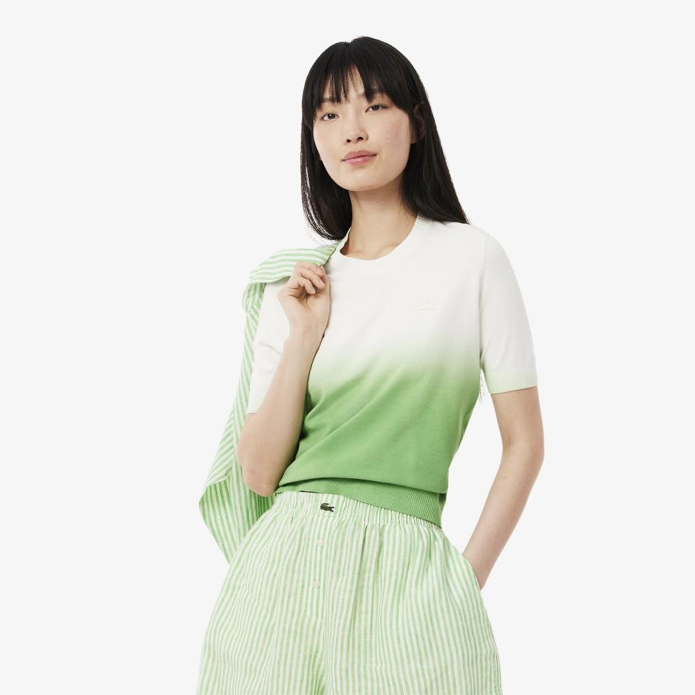 [Lacoste] Women s Gradation Short-Sleeve Sweater AF9281-55GQBI 34