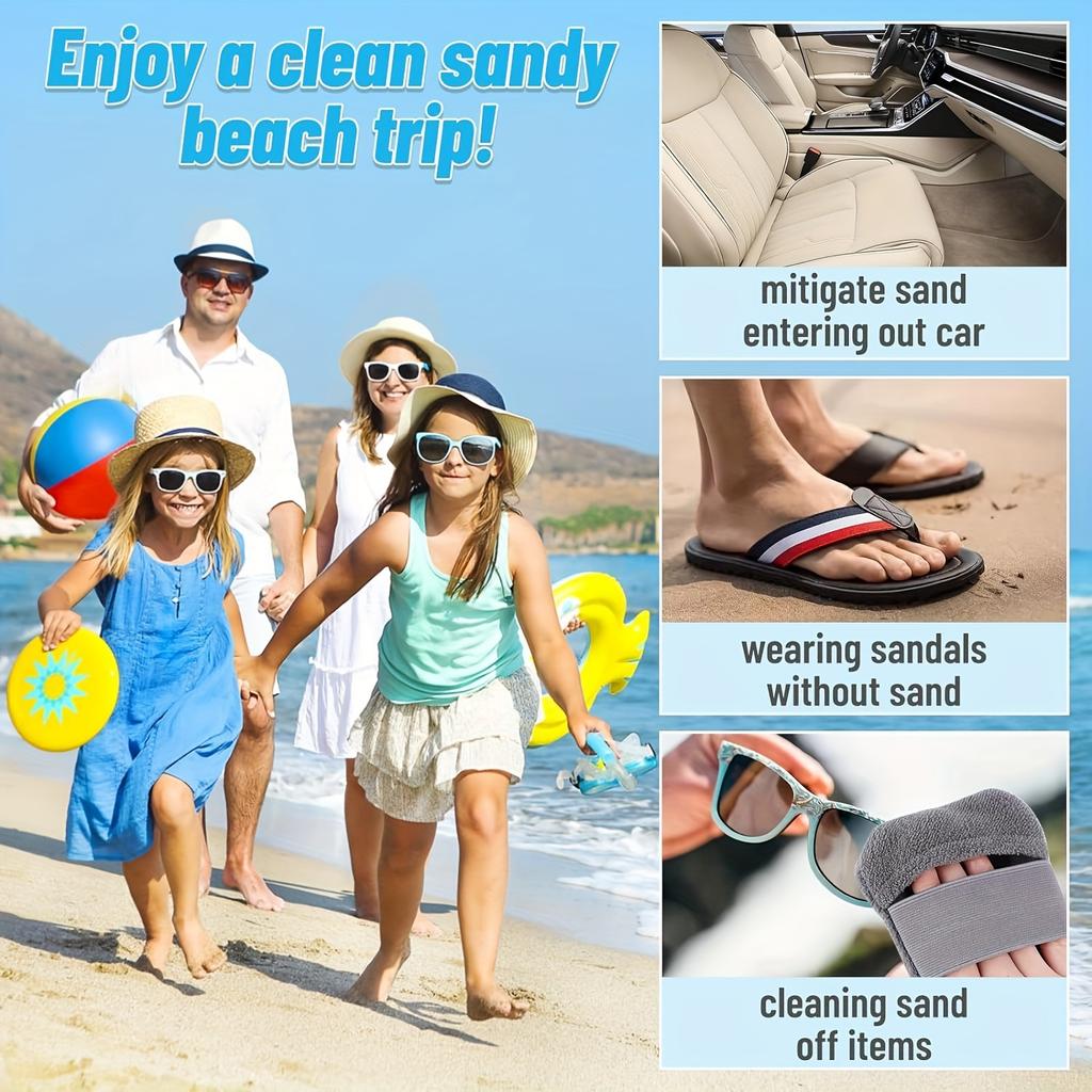 1pc Beach Sand Removal Bag Portable Sand Remover Glove Soft Reusable Cloth For Beach Camping Vacation Travel Outdoor Activities