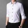 Men's Vertical Stripe Long Sleeve Shirt - Turn-Down Collar, Slim Fit, Iron-Free, Versatile Business Top for All Ages