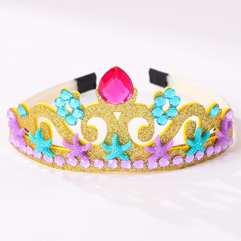 Elsa Frozen Blue Rhinestone Pearl Crown Headband for Children