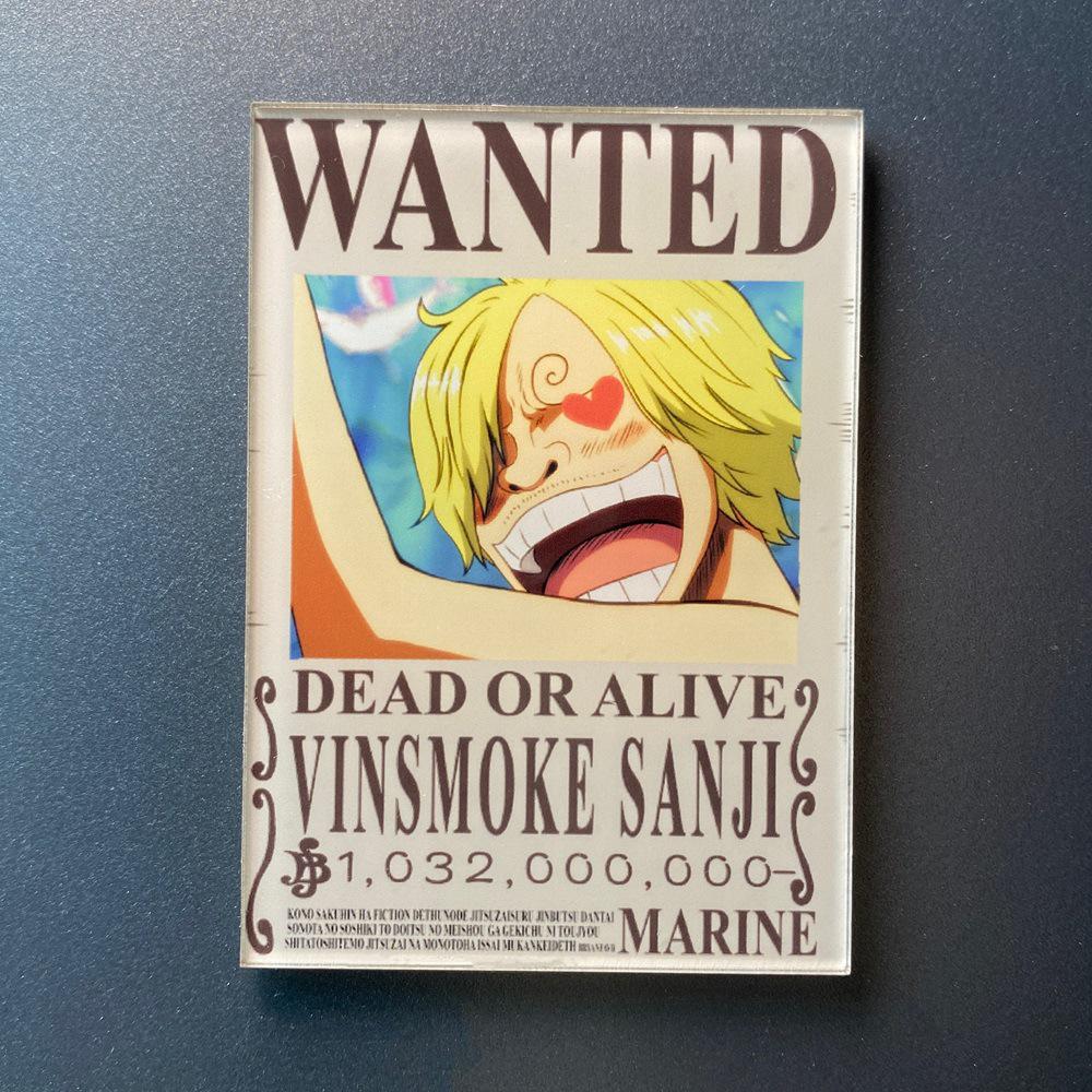 Kreativní magnet s plakátem Wanted z One Piece - Anime Kreslená Dekorace na ledničku & Samolepka na vzkazy