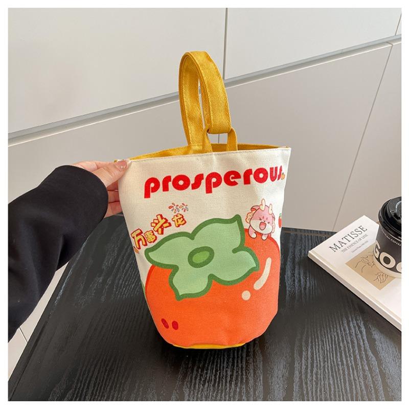 Original Cartoon Canvas Bucket Bag Full Moon Banquet Gift Cloth Bag Going Out Kindergarten Cute Little Bag