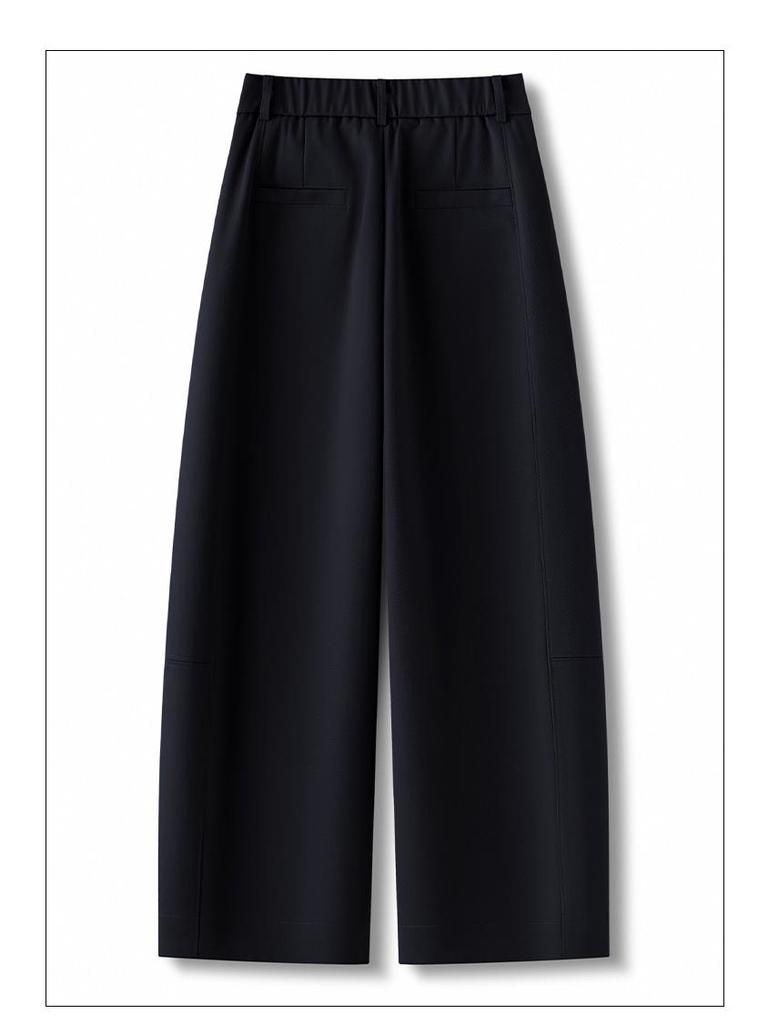 Women's Spring 2026 Nine-Tenth Length Curved Leg Wide-Leg Pants - Loose, Petite, Straight-Leg Suit Style