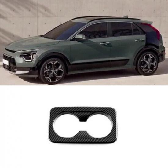 Carbon Fiber Rear Water Cup Holder Frame Cover Trim For KIA Niro 2022 2023 2024