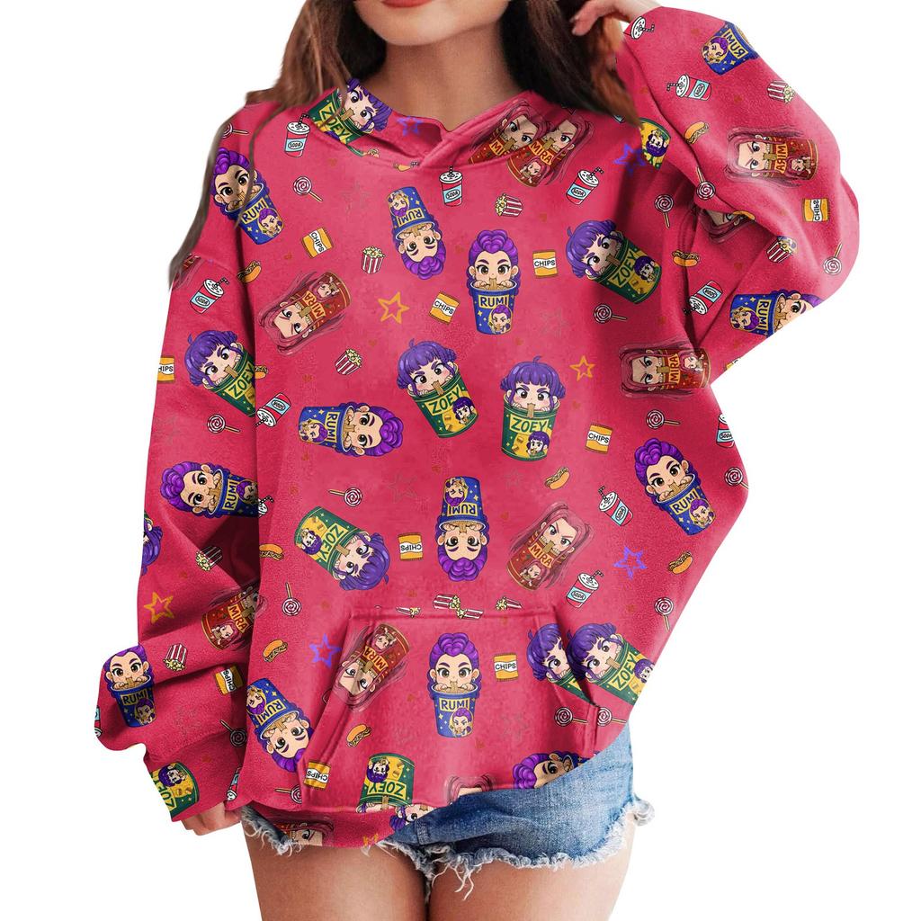 Sweatshirts For Teen Girls Hoodies Long Sleeve Drawstring Pullover Cute Printed Hoodie Top