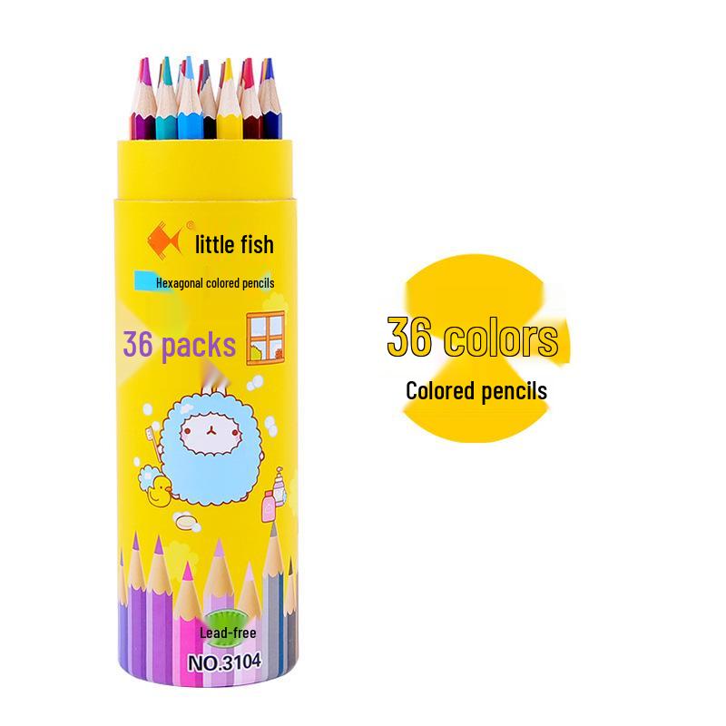 Little Fish Yellow Hexagonal Colored Pencils Set for Students - Custom Logo Available