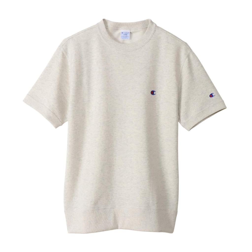 Champion Oatmeal Crew Neck Short Size M Men's Sweatshirt, Basic, C3-Z020, Sleeve, Fleece, One-Point Logo,