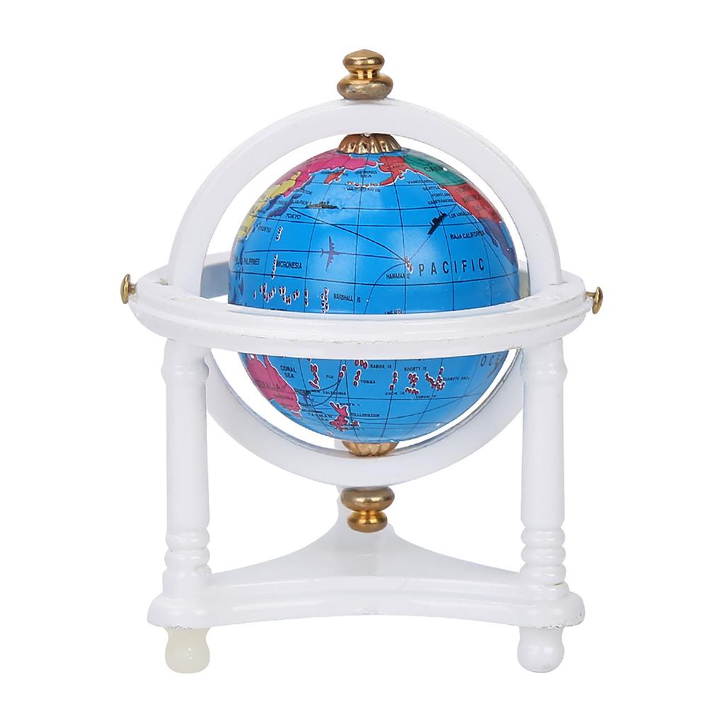 Dollhouse Study Living Room Decoration Rotatable Mini Globe for 1/12 Scale Doll (White)