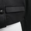2025 Spring Women's Simple Round Neck Short Leather Jacket with Button Embellishments