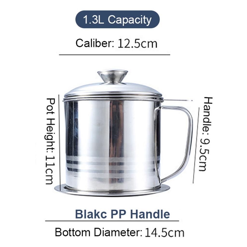 Kitchen Oil Pot Stainless Steel Oil Filter Household Cooking Oil Fat Separator with Lid