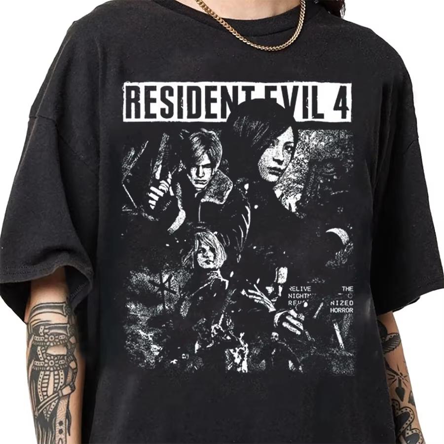 

Resident Evil 4 themed Tshirt unisex 100 cotton A streetwear style top suitable for all seasons graphic t shirts 4XL