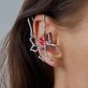 Salircon 1 Pcs Gothic Metal Spider Red Zircon Ear Cuff Stud Earring Women HipHop Exaggerated Ear Clip Halloween Y2K Jewelry Gift