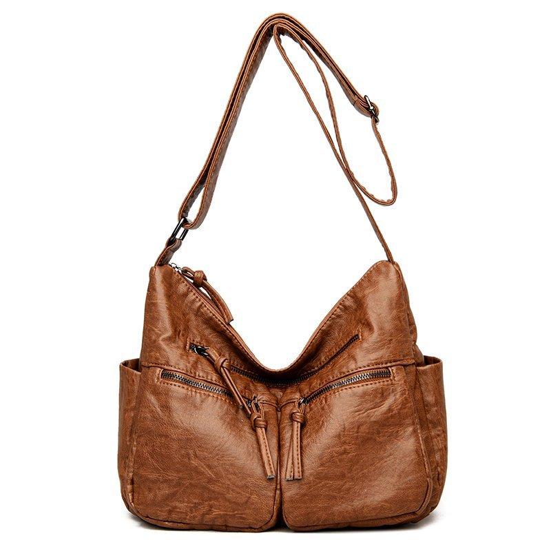 Mother Bag Klasická dvoutaška Měkká kožená taška přes rameno