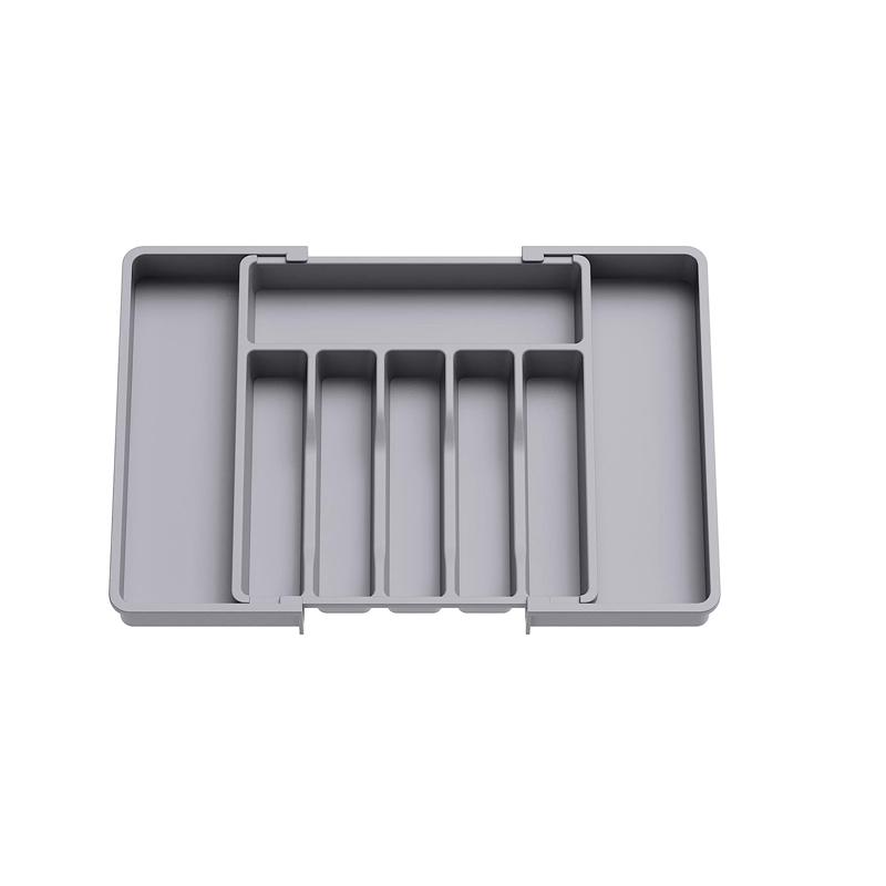 

Органайзер для столовых приборов, расширяемый лоток для кухонной утвари, регулируемый держатель для столового серебра и столовых приборов, черный органайзер для столовых приборов светло-серый