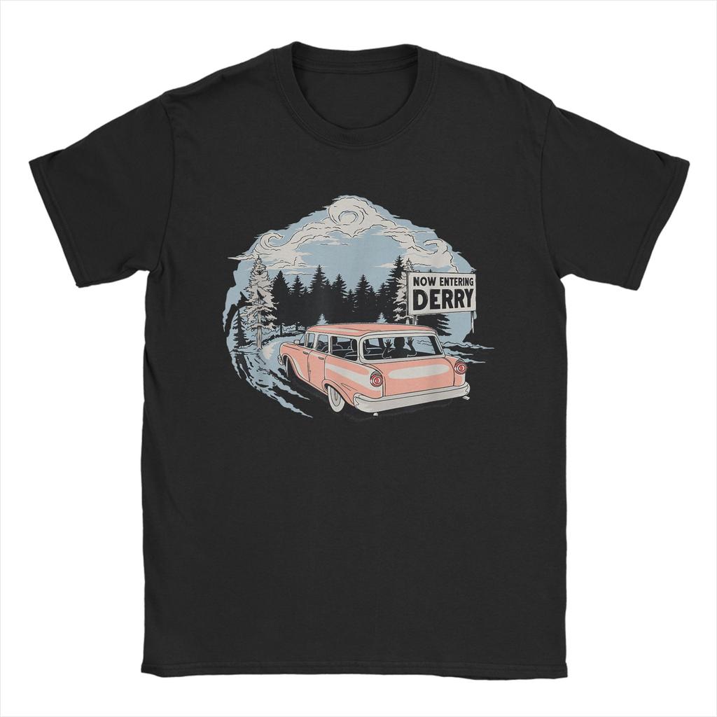 Pennywise The Dancing Clown Horror TV  T Shirt Beach Its Derrys Welcome Cotton T-Shirts For Men's Tee Shirt Short Sleeves Tops