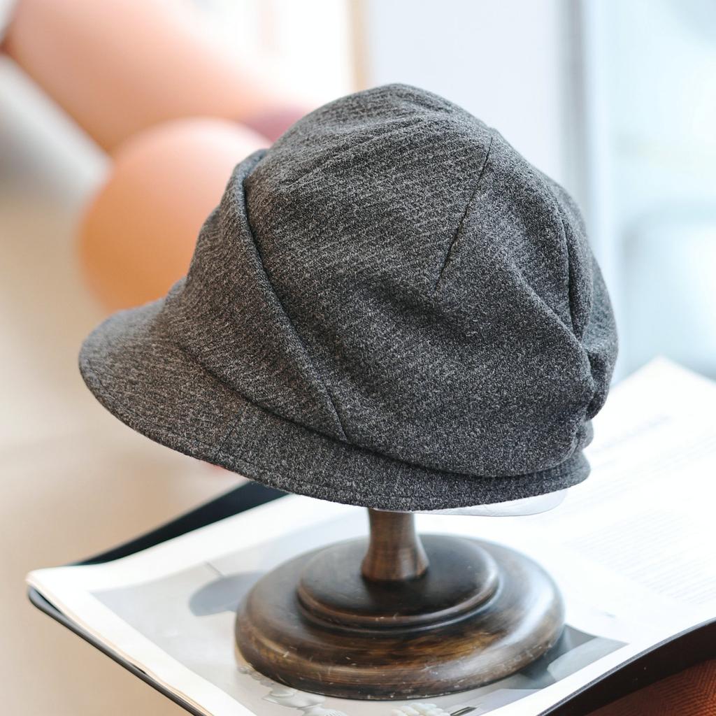 Retro Twill Literary Pleated Woolen Bucket Hat Autumn and Winter British Style Casual Commuter Basin Hat Woman