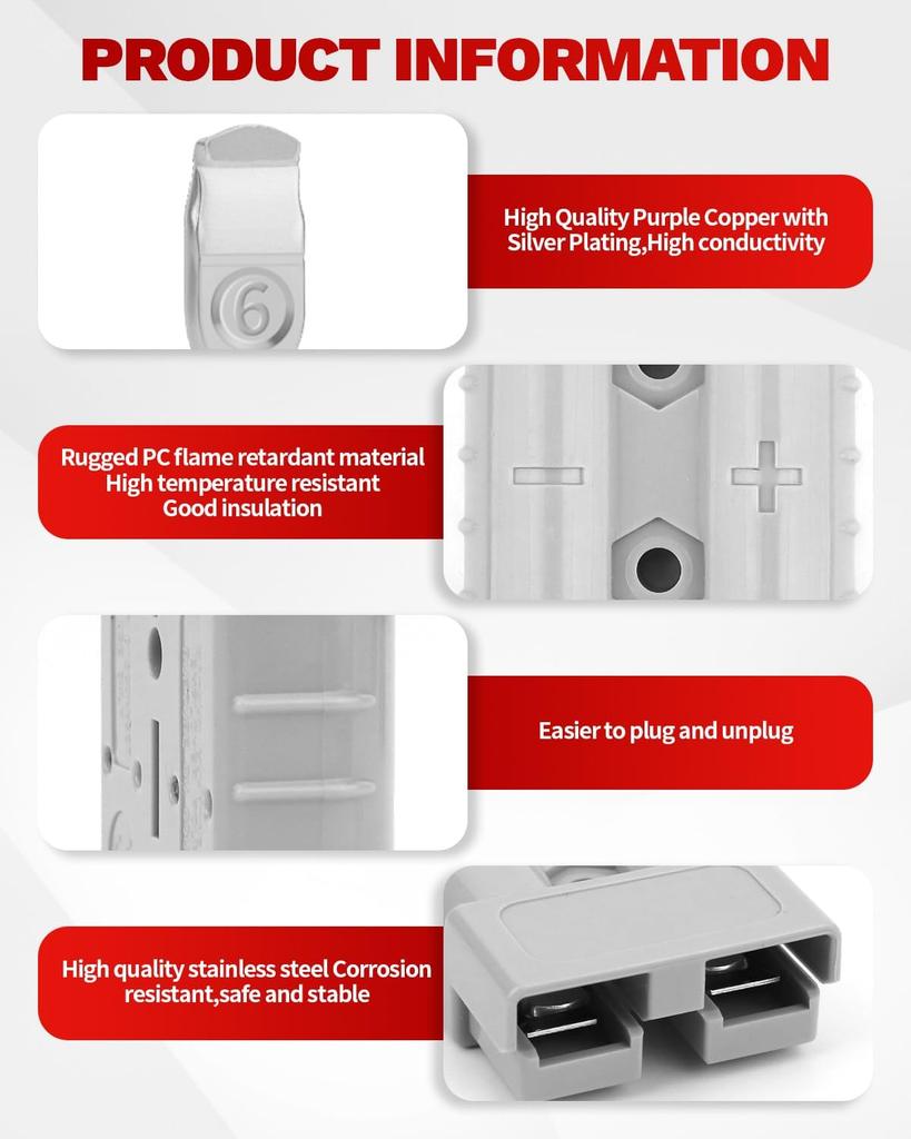 Xiaomi 1-10Pcs Battery Terminal Connectors 2-Pin 50A-600V Battery Quick Connect/Disconnect for Anderson Style Plug Connectors DC