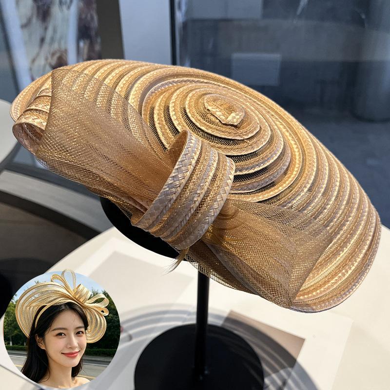 Elegant Woven Headband Mesh Hat Retro Versatile High-End Women's Party Accessory Spring Summer Decoration