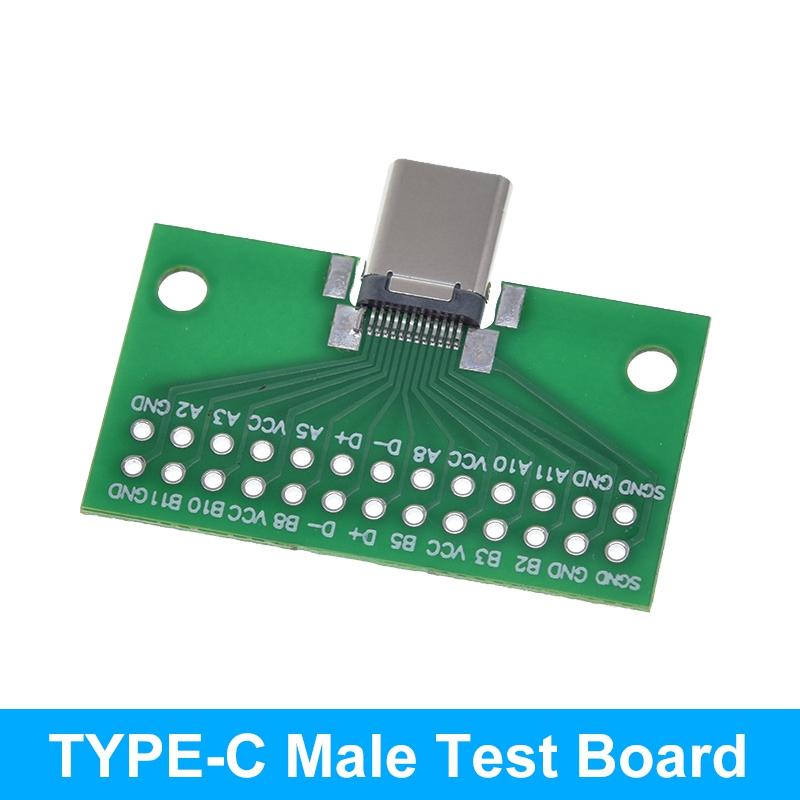 TZT Type-C Male To Female USB 3.1 Test PCB Board Adapter Type C 24P 2.54mm Connector Socket For Data Line Wire Cable Transfer