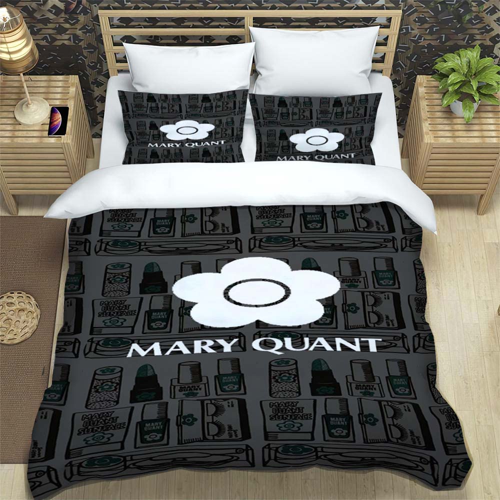 3-Piece M-Mary -Q-Quant- t PrintedDuvet Cover Set – Includes 1 Duvet Cover and 2 Pillowcases; Suitable for Home and Dorm Use
