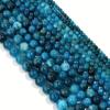 1 Strand Natural Dark Blue Apatite Stone Beads 4/6/8mm Round Gem Bead for DIY Bracelet Charms Jewelry Making Beaded Wholesale