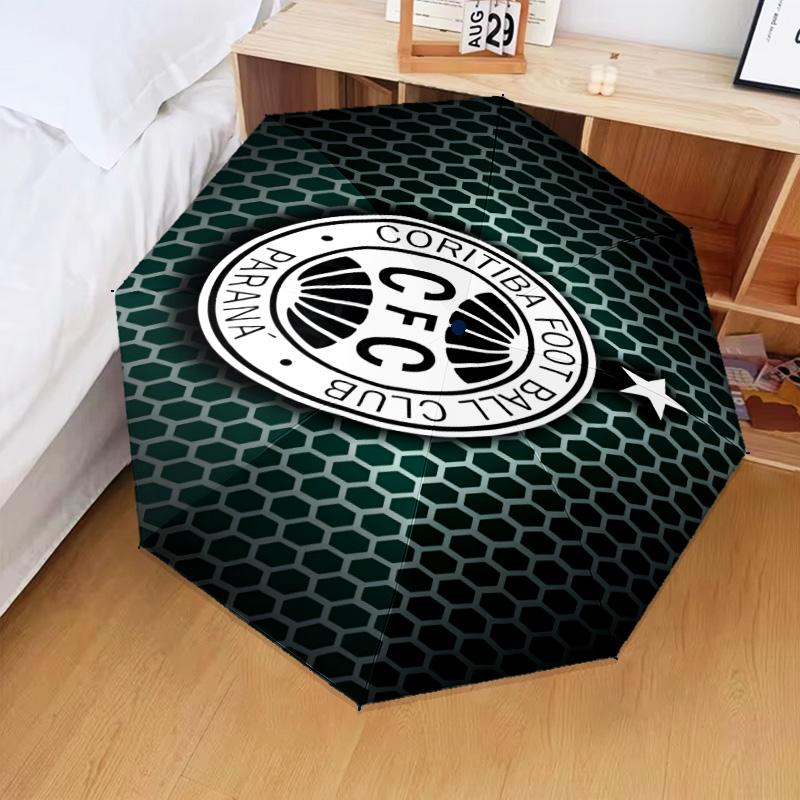 1PC Cori-tiba Football Club Crest Printed Umbrella Folding umbrella, automatic umbrella 8-Frame for Travel, camping Fan gifts Christmas Gifts