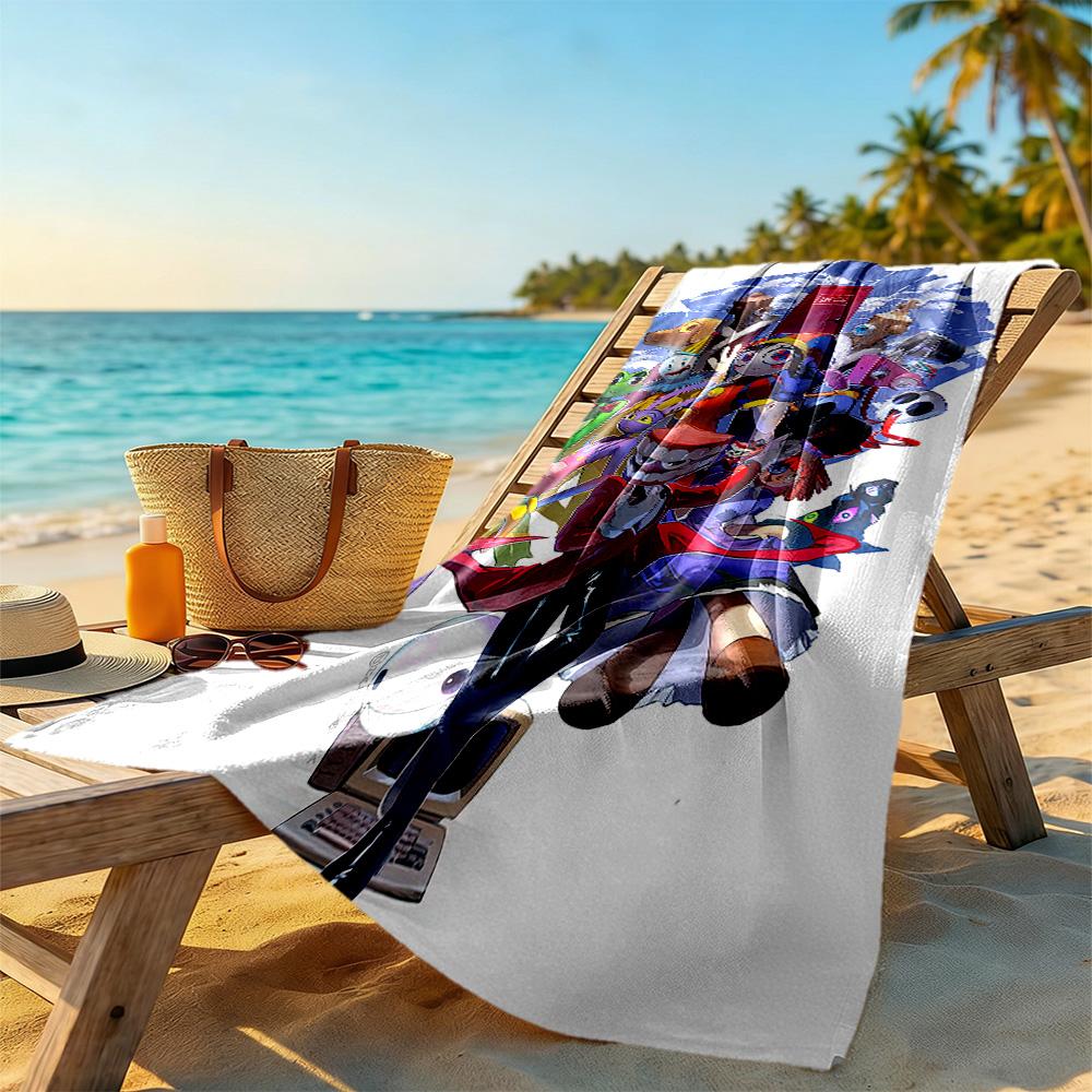 Digital Circus Beach Towel Soft Durable Quick-Dry Comfortable Lightweight Suitable for Sports, Travel, Swimming, Yoga, Bathroom, Beach, And Pool