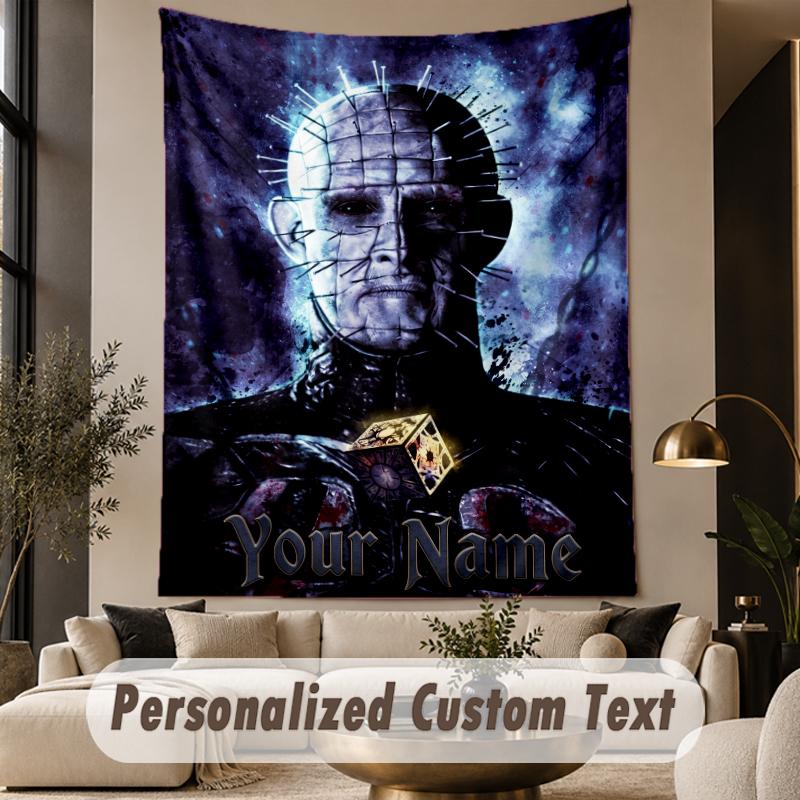 Custom Text Printed Tapestry Hellraiser Pinhead Pattern Large Wall Hanging Indoor Room Decor