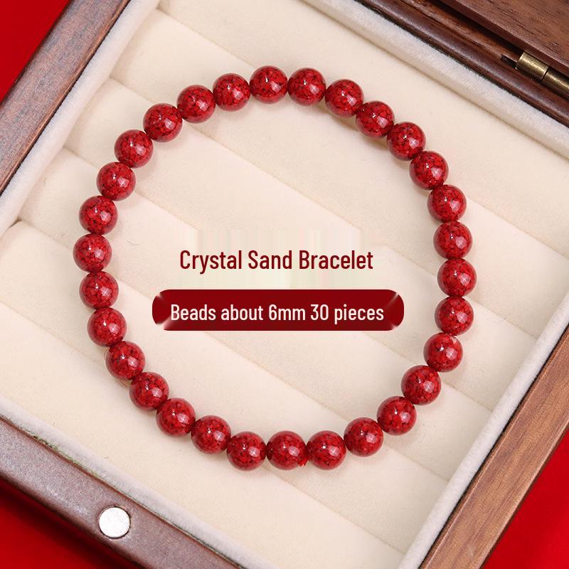 Lingxi Cinnabar Crystal Sand Bracelet with Raw Stone 