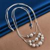 925 Sterling Silver Exquisite Frosted Glossy Beaded Necklace Women Fashion Party Favor Wedding Jewelry